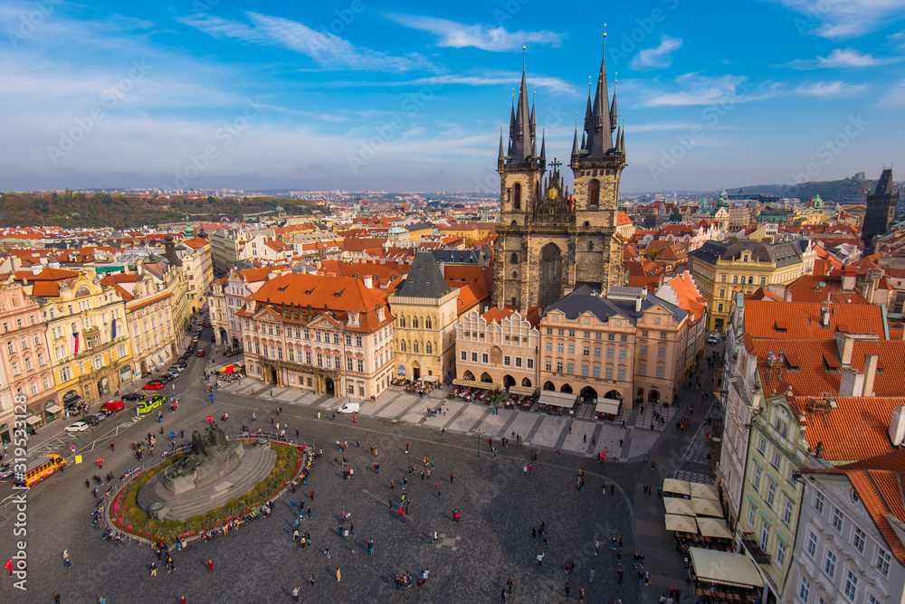 Elevated View of the Old Town Square in Prague, Czechia