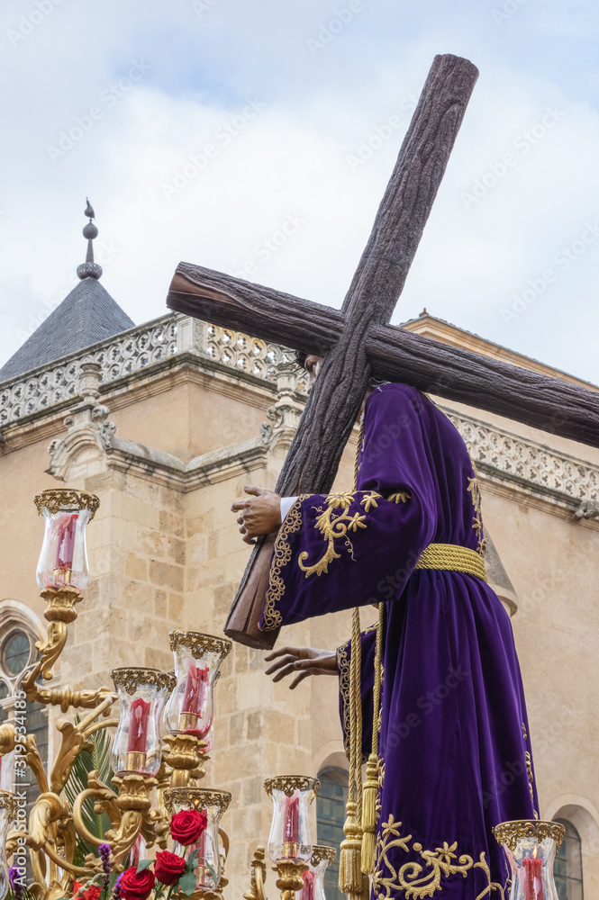Obraz premium Nazareno, procession Holy Friday. Leon, Spain. Holy Week 2019. 4/15/2019