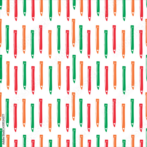 Seamless Pattern with Colorful Pencils. Back to School Background