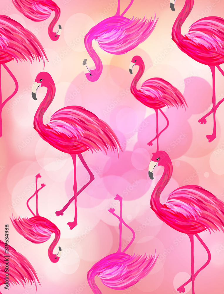 Naklejka premium flamingo bright pink pattern background