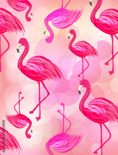 flamingo bright pink pattern background
