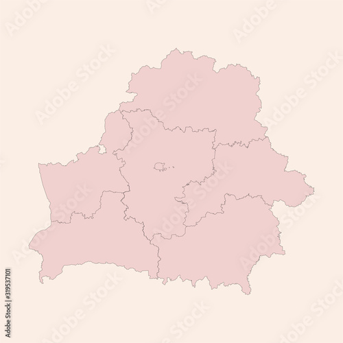 Belarus political map highlighted pink vintage style vector graphics design.