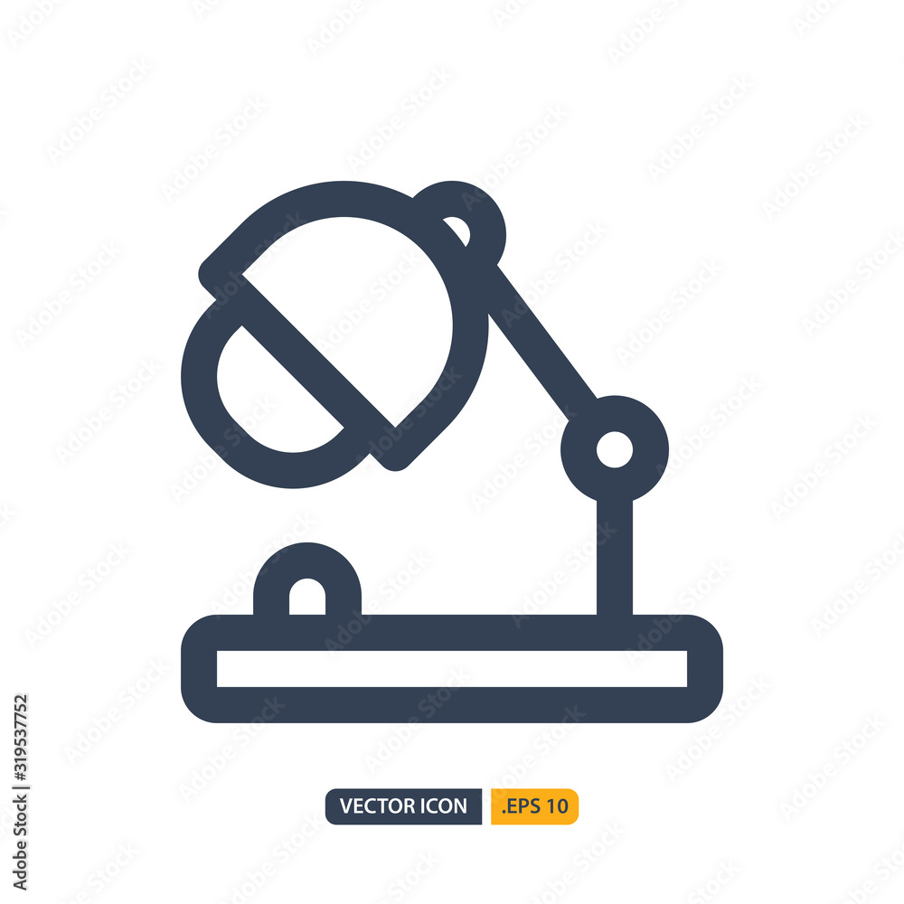 desk lamp icon in Outline style isolated on white background. for your web site design, logo, app, UI. Vector graphics illustration and editable stroke. EPS 10.