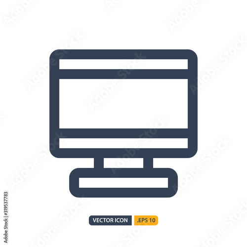 monitor icon in Outline style isolated on white background. for your web site design, logo, app, UI. Vector graphics illustration and editable stroke. EPS 10.
