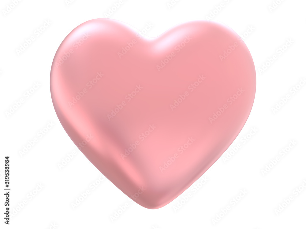 Pink heart glossy shape isolated on white background with clipping path. Object.