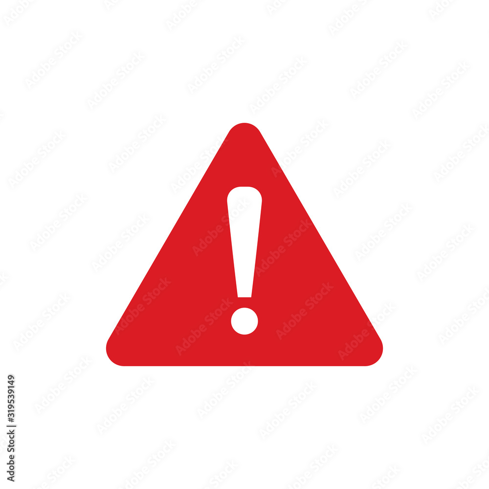 Warning icon vector isolated on white background Warning icon vector isolated on white background
