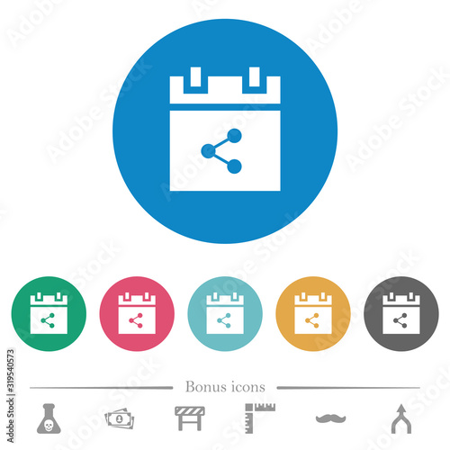 Share schedule item flat round icons