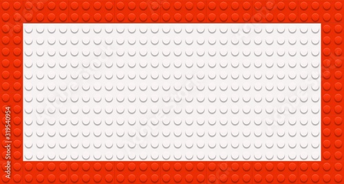 Vector frame from kids construction/building blocks/bricks. For kids party, birthday. Background with toys. Suitable for greetings card, holidays.