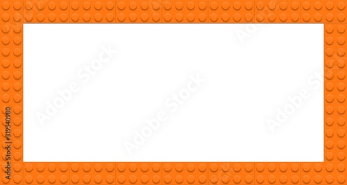 Vector frame from kids construction/building blocks/bricks. For kids party, birthday. Background with toys. Suitable for greetings card, holidays.