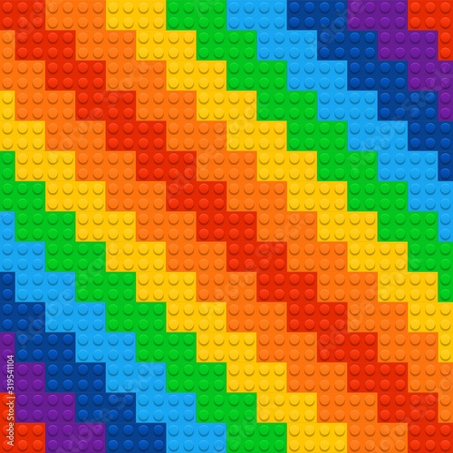 Vector frame from kids construction/building blocks/bricks. For kids party, birthday. Background with toys. Suitable for greetings card, holidays. 