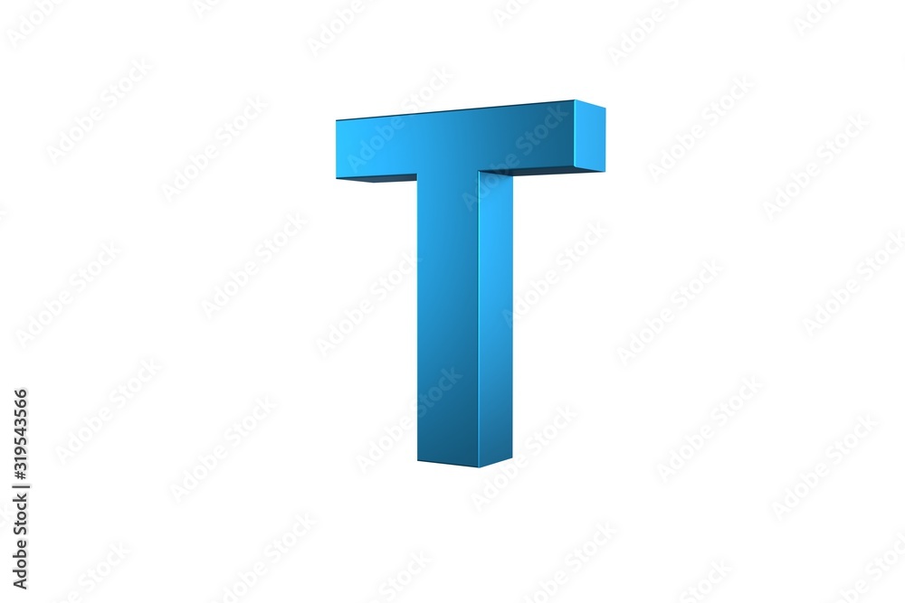 3D Blue Letter T Isolated White Background 3D Blue Letter T Isolated White Background