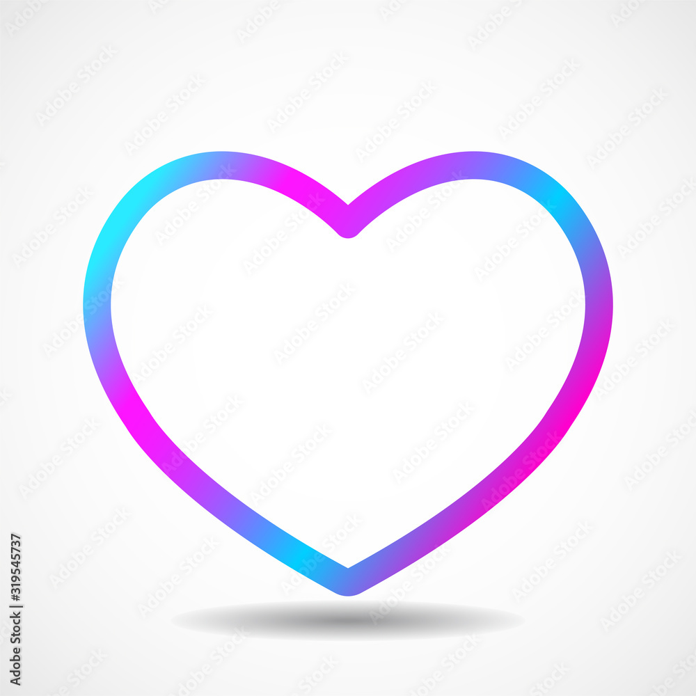 Big Valentine heart with colorful gradient isolated on white background. Vector symbol