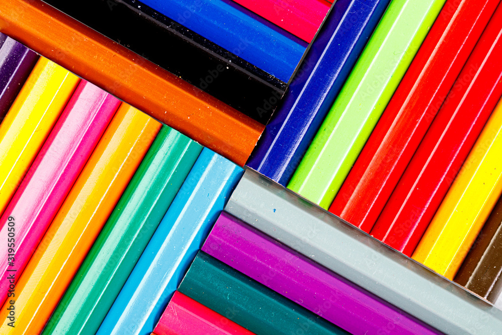 macro multicolored pencils on a white background macro multicolored pencils on a white background