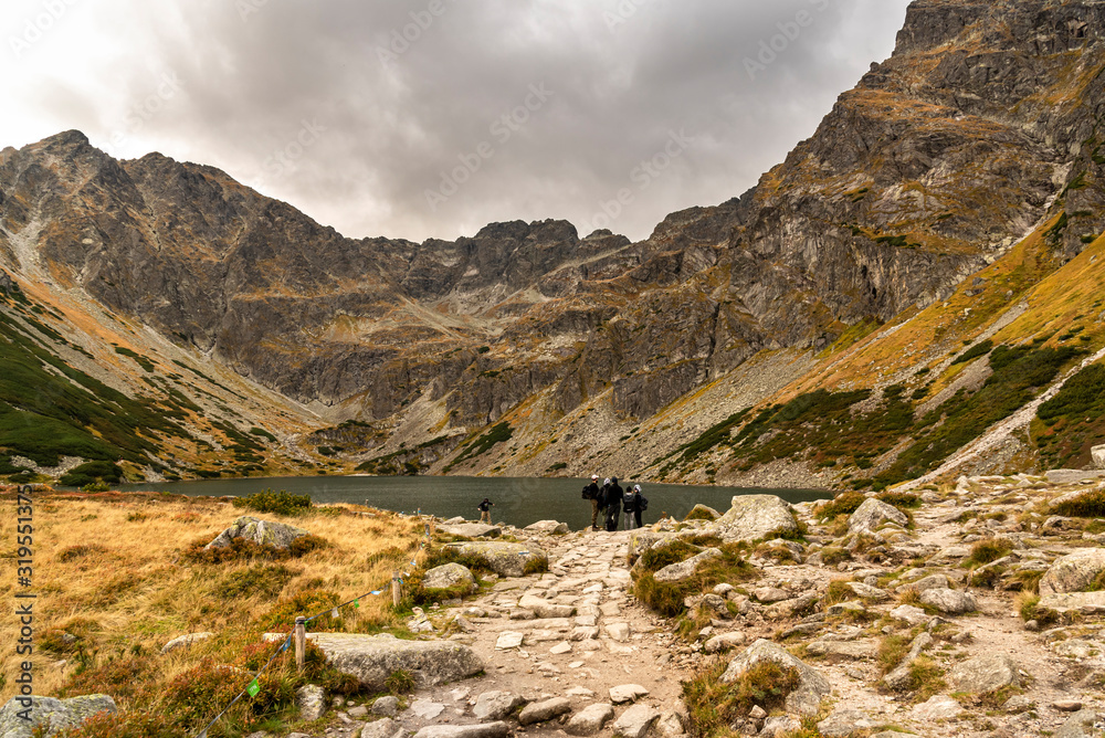 Fototapeta premium Beautiful autumn panorama landscape with a view of the Tatra Mountains