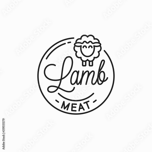Lamb meat logo. Round linear logo of lamb on white