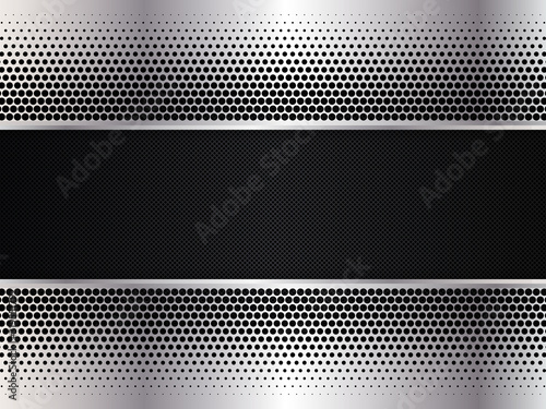 Silver and black metal background. Abstract vector illustration