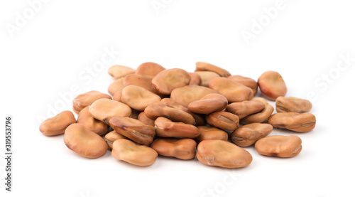 dried broad beans on white background