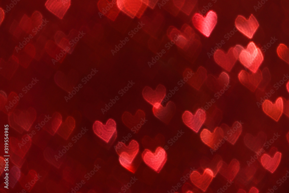 Blurry Hearts bright red background Valentine Day background