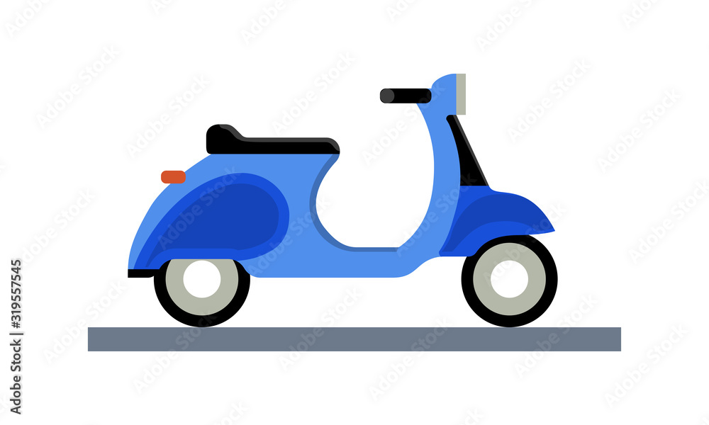 blue motor scooter isolated at the white background