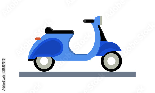 blue motor scooter isolated at the white background