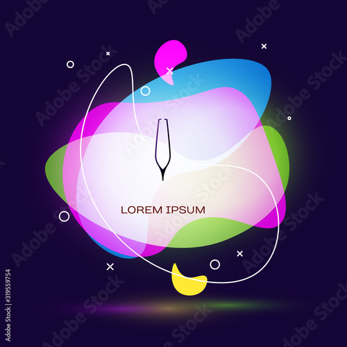 Black Eyebrow tweezers icon isolated on blue background. Cosmetic tweezers for ingrown hair. Abstract banner with liquid shapes. Vector Illustration