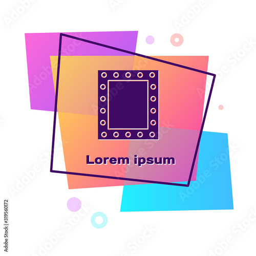 Purple Makeup mirror with lights icon isolated on white background. Color rectangle button. Vector Illustration