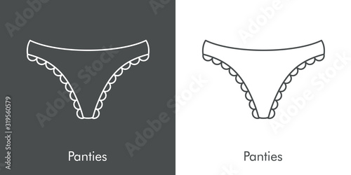 Icono lineal bragas con puntilla en fondo gris y fondo blanco