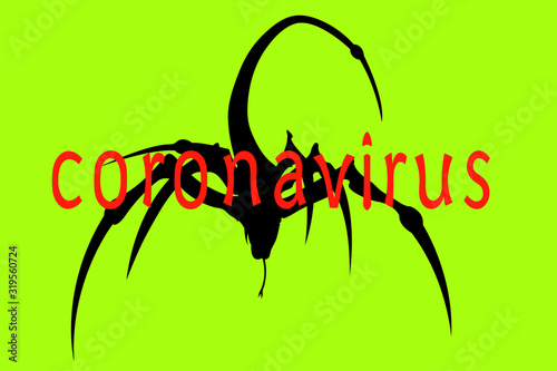 Warning Sign Stop Virus on red background chinese alien deadly virus