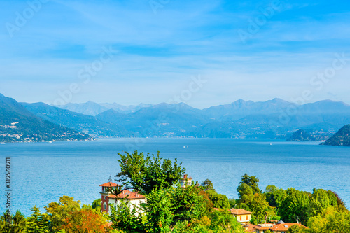 Beautiful autumn landscape of Stresa town, Italy