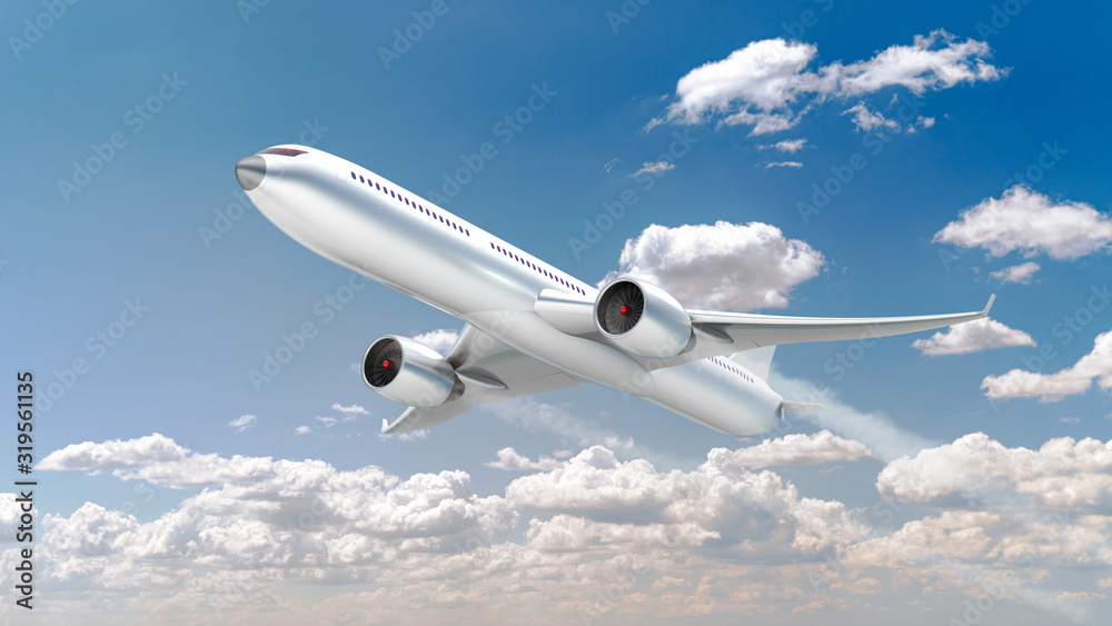 Fototapeta premium Airplane in the sky. Template, mockup, design.