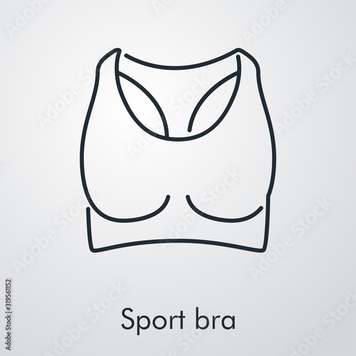 Símbolo sports bra. Icono lineal en fondo gris
