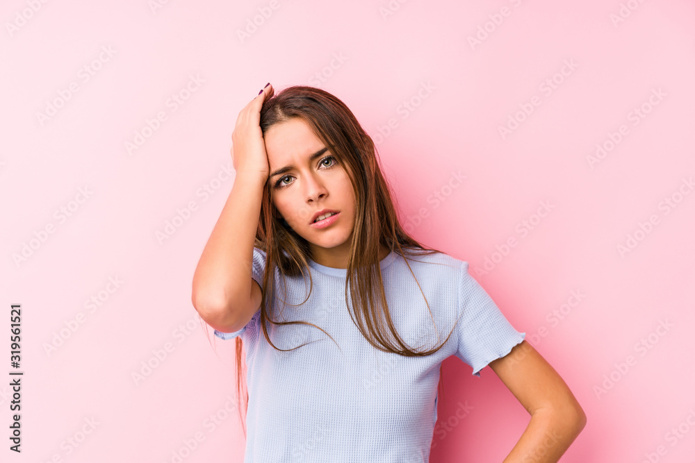 Young caucasian woman wearing a ski clothes isolated tired and very sleepy keeping hand on head. Young caucasian woman wearing a ski clothes isolated tired and very sleepy keeping hand on head.