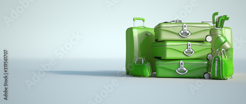 Green pile of luggage
