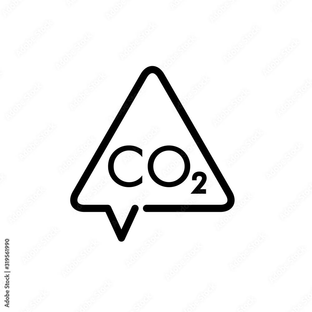 Señal de tráfico como burbuja de habla con CO2 en color negro