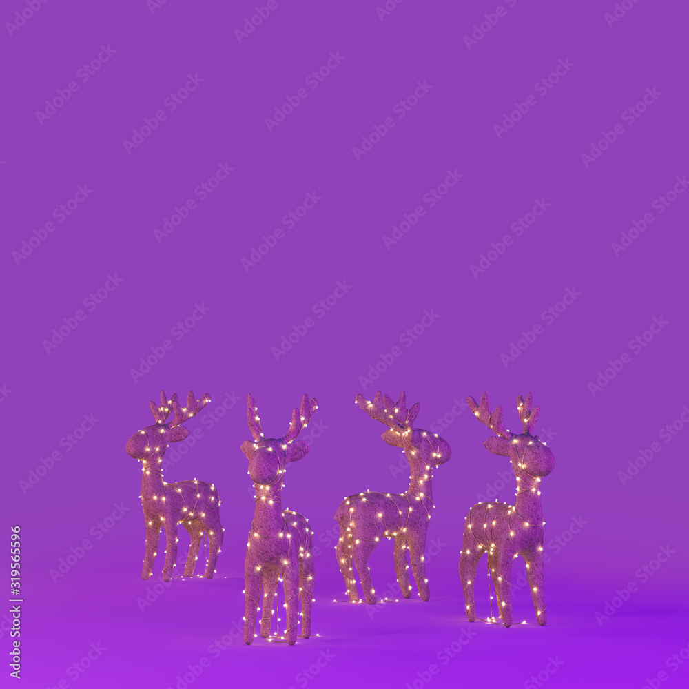 Christmas Deer Lights on purple / pink background Christmas Deer Lights on purple / pink background