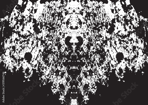 Black and white vintage grunge futuristic background. Suitable to create unique overlay textures with the effect of scratching  breaking  antiquity and old materials. Symmetric vector texture.