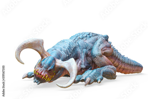 Fototapeta Naklejka Na Ścianę i Meble -  alien dinosaur is dead in a white background