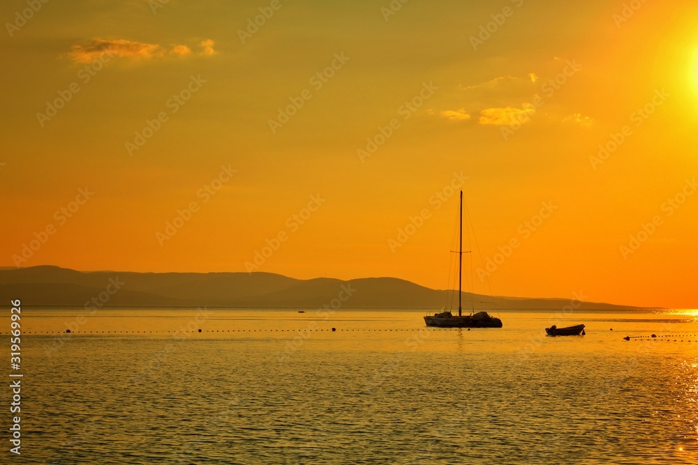 sunset on golden sea