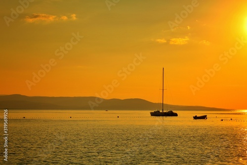 sunset on golden sea