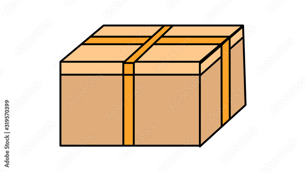 Simple flat style icon beautiful cardboard package gift box with a ribbon for the holiday of love for Valentine's Day or March 8. Vector illustration Simple flat style icon beautiful cardboard package gift box with a ribbon for the holiday of love for Valentine's Day or March 8. Vector illustration