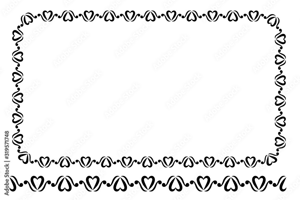 Vector Black Rounded Corner Rectangle Floral Frame, Isolated On White Vector Black Rounded Corner Rectangle Floral Frame, Isolated On White