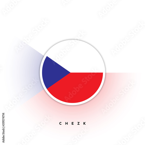 Round Flag of Czech Replublic with shadow photo