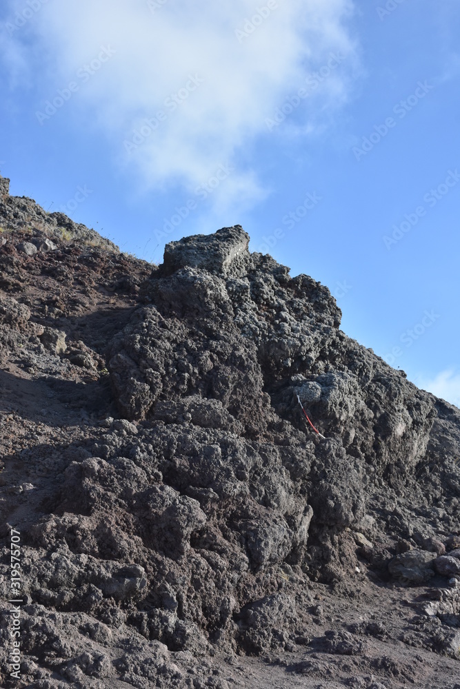 Italy, Naples, detail of the path that runs along the top of the crater of the volcano Vesuvius