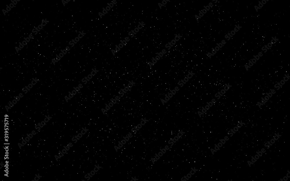 Space background. Starry black cosmos. Dark infinite universe with shining stars and constellations. Night sky with milky way. Realistic stardust backdrop. Vector illustration