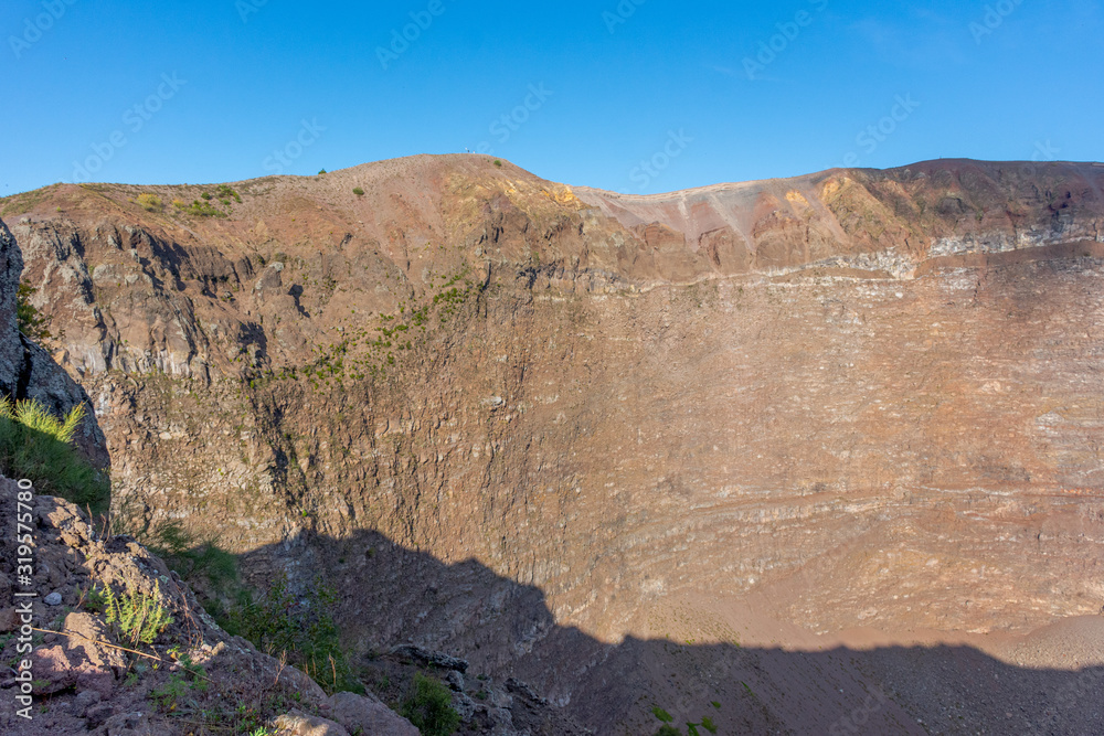 Italy, Naples, detail of the internal walls of the Vesuvius crater