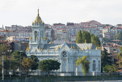 The Bulgarian Orthodox Church of St. Stephen of the Bulgars, in Balat, on the Golden Horn, is made of cast iron. Photographed by the sea