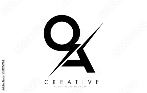 QA Q A Letter Logo Design with a Creative Cut.