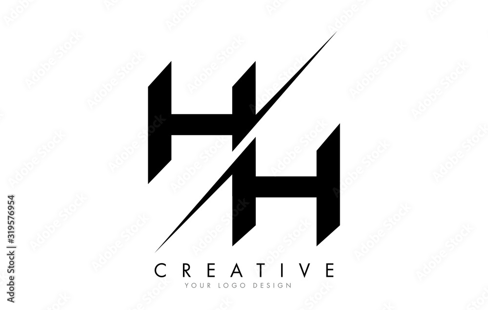 HH H H Letter Logo Design with a Creative Cut. HH H H Letter Logo Design with a Creative Cut.