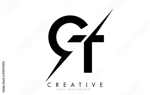 GT G T Letter Logo Design with a Creative Cut. photo