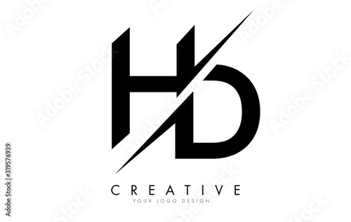 HD H D Letter Logo Design with a Creative Cut.